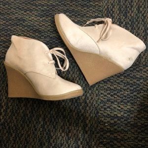 Faux suede wedge boots